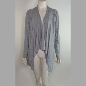 Gray Knit Open Front Sweater Wrap Thin Knit New